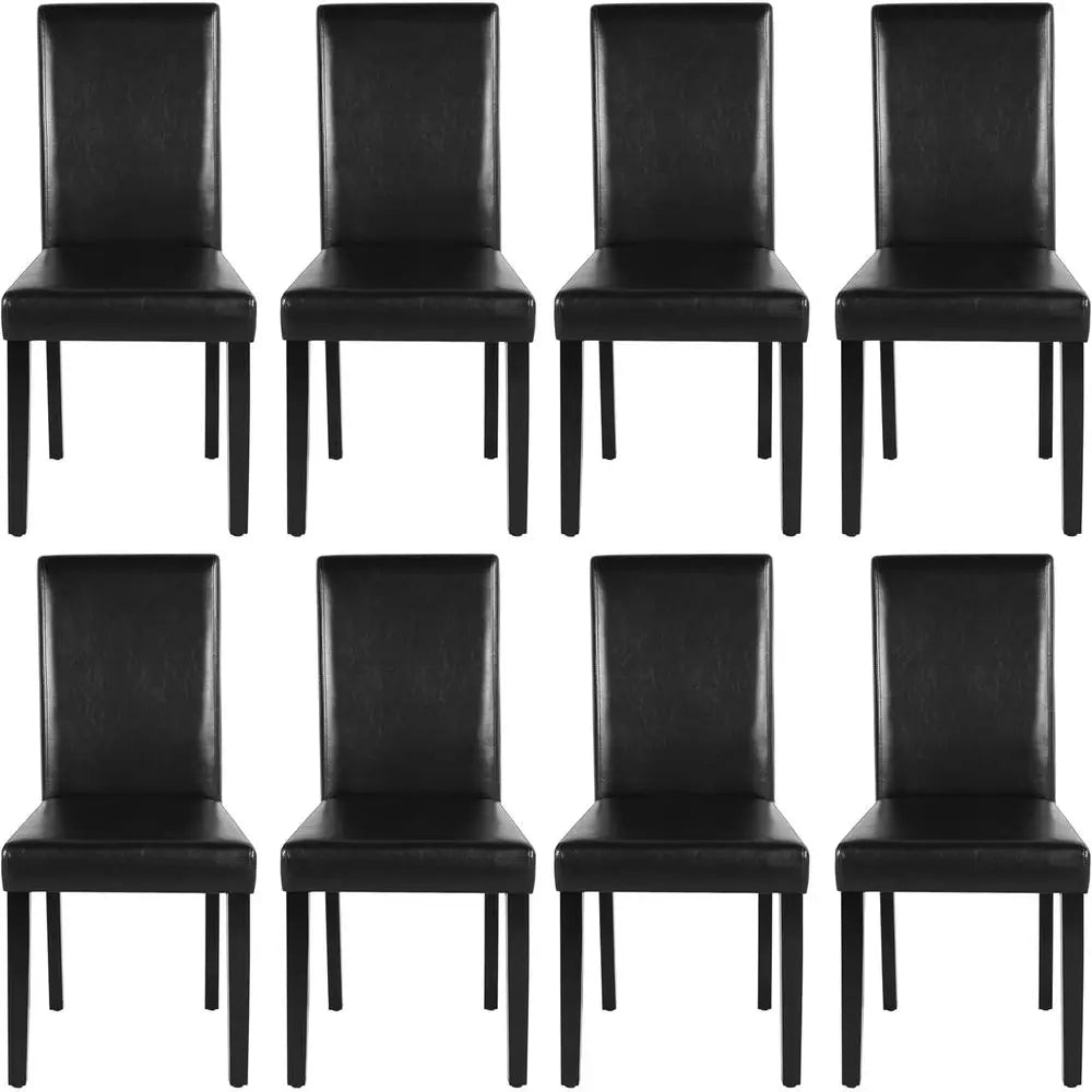 Padded High Back Dining Chairs With Rubberwood Legs