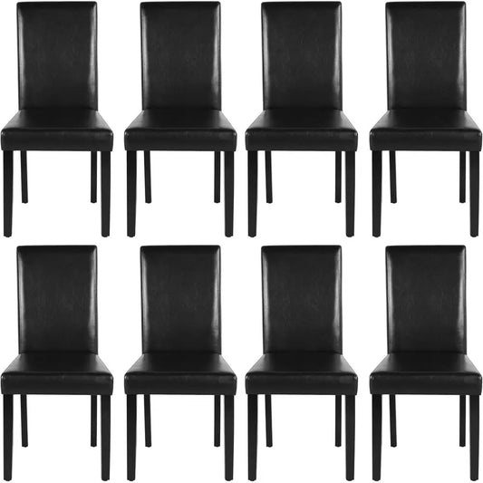 Padded High Back Dining Chairs With Rubberwood Legs