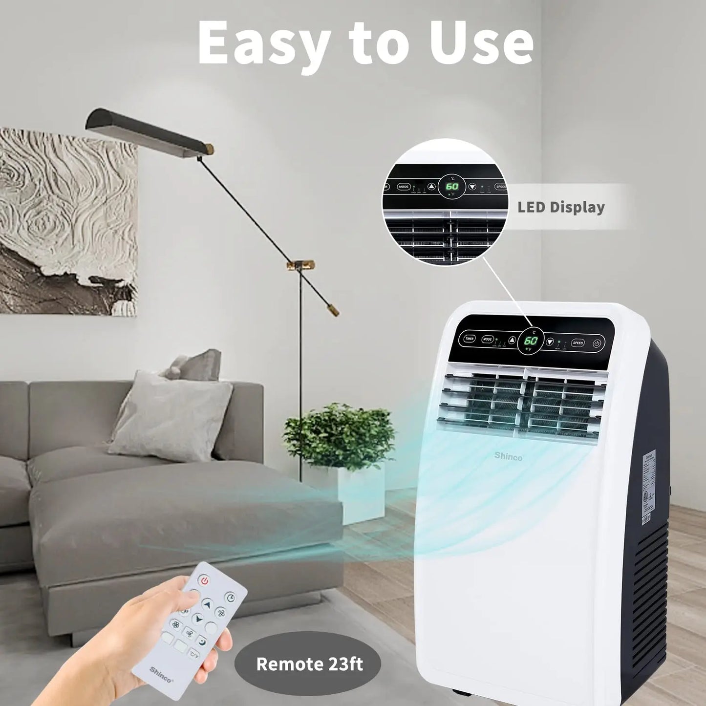 Shinco 8000 BTU Portable Air Conditioner With Built In Dehumidifier