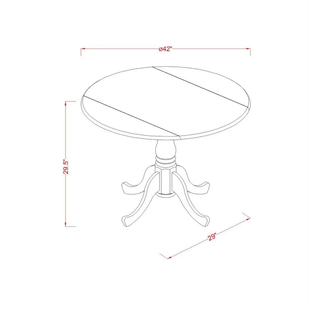 Modern Round Pedestal Dining Table With Four Wooden Chair Set