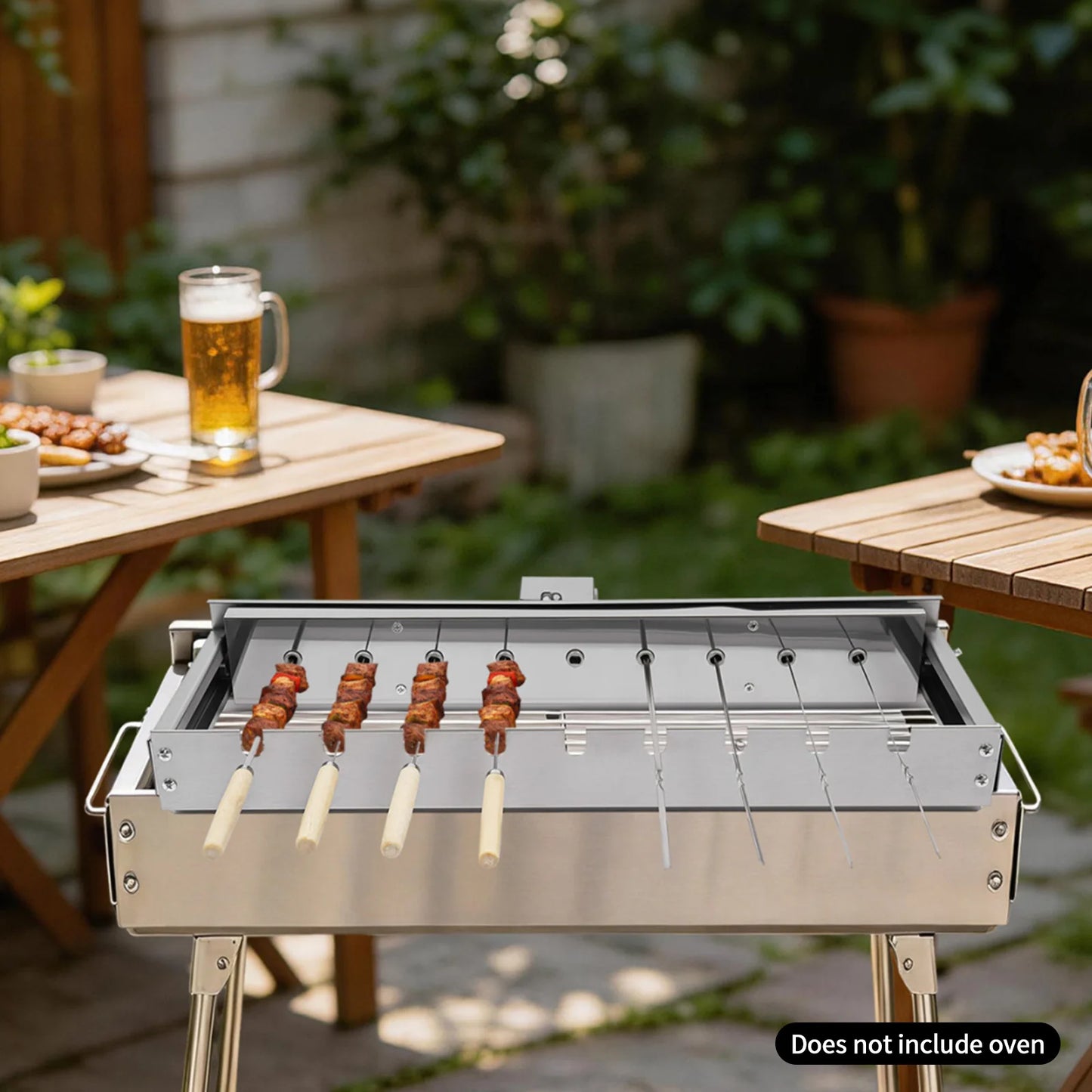 Barbecue Skewers, Roller, Rotating BBQ Rack, 110V Electric Grill Spit, Stainless Steel Automatic Kebab Turner, Adjustable Size Fits Most Grills, USB Adapter or Power Bank Supported, Anti-Rust, High Hardness, Outdoor Picnic Ba