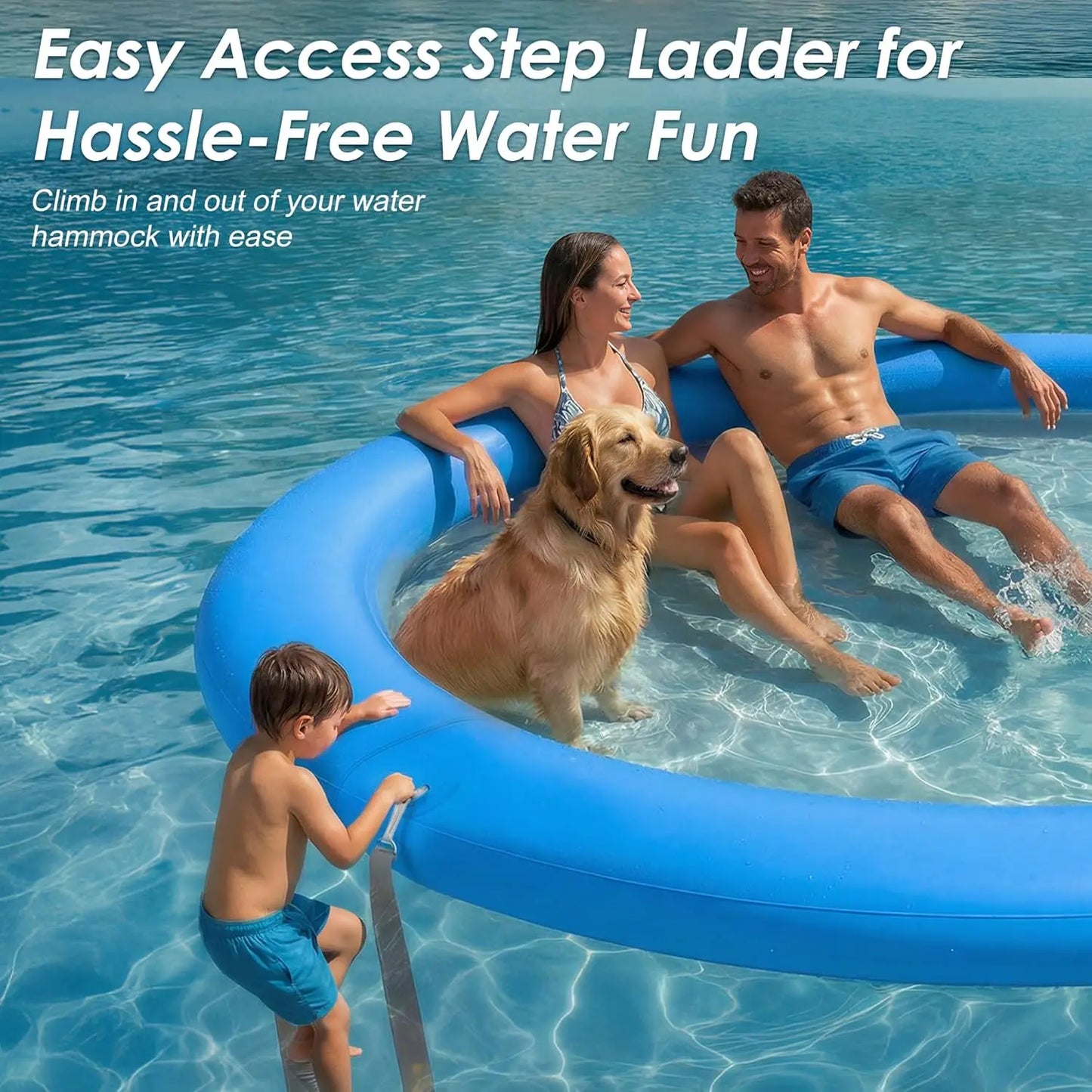 Water Hammock Inflatable Float Ring With Mesh Design