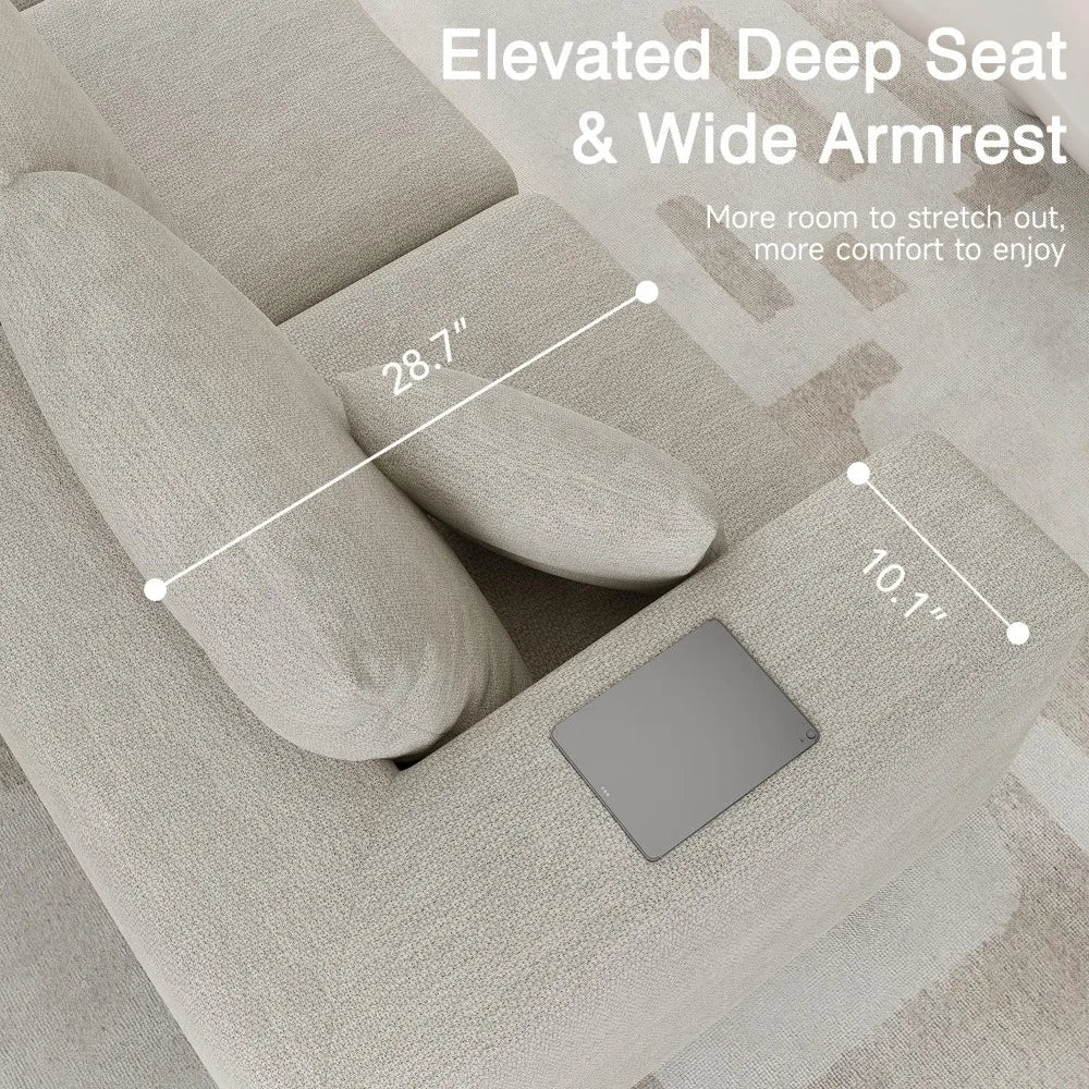 150" Modular Sectional Sofa, Extra Deep 6 Seater, Plush Comfy Cloud Couch, Flexible Layout, No Assembly, Chenille, Custom