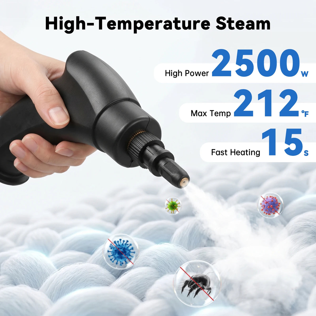 Portable 2500W Handheld Steam Cleaner With US Plug And Accessories
