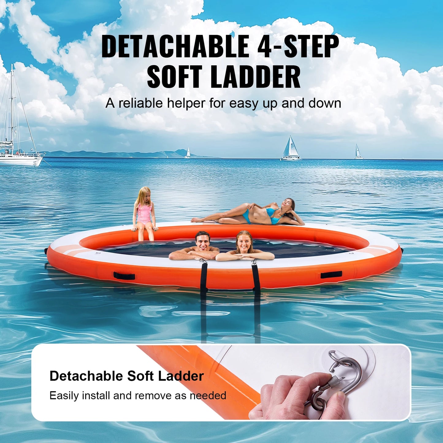 SucceBuy Inflatable Floating Dock Platform For Water Fun