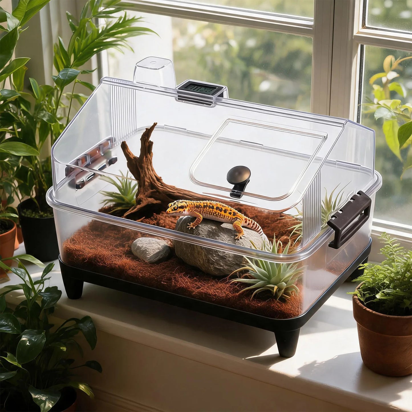 HiMiss Reptile Terrarium Kit With Acrylic Tank And Heating Pad
