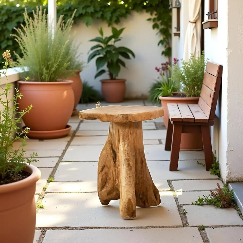 Live Edge Natural Wood Stump Side Table, 14x13x18H, Rustic Plant Stand, Accent Table for Home & Outdoor Decor