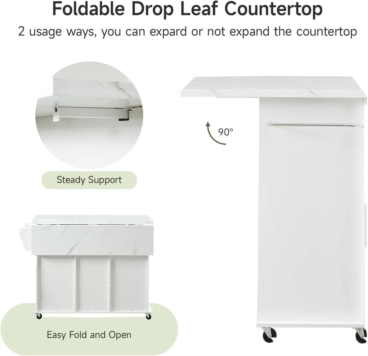 ONBRILL Rolling Kitchen Island Cart With Storage And Power Outlet