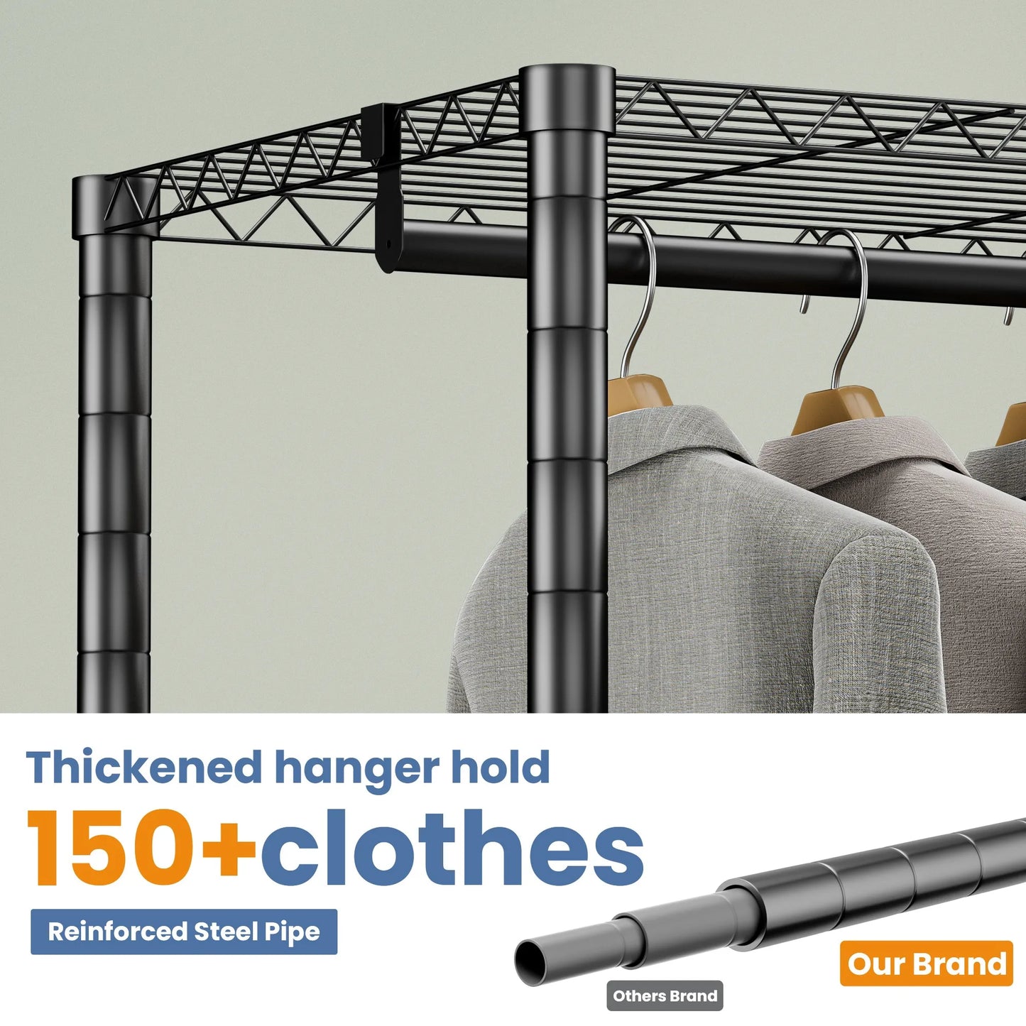 Heavy Duty Freestanding Clothes Rack Storage Organizer 960lb Capacity