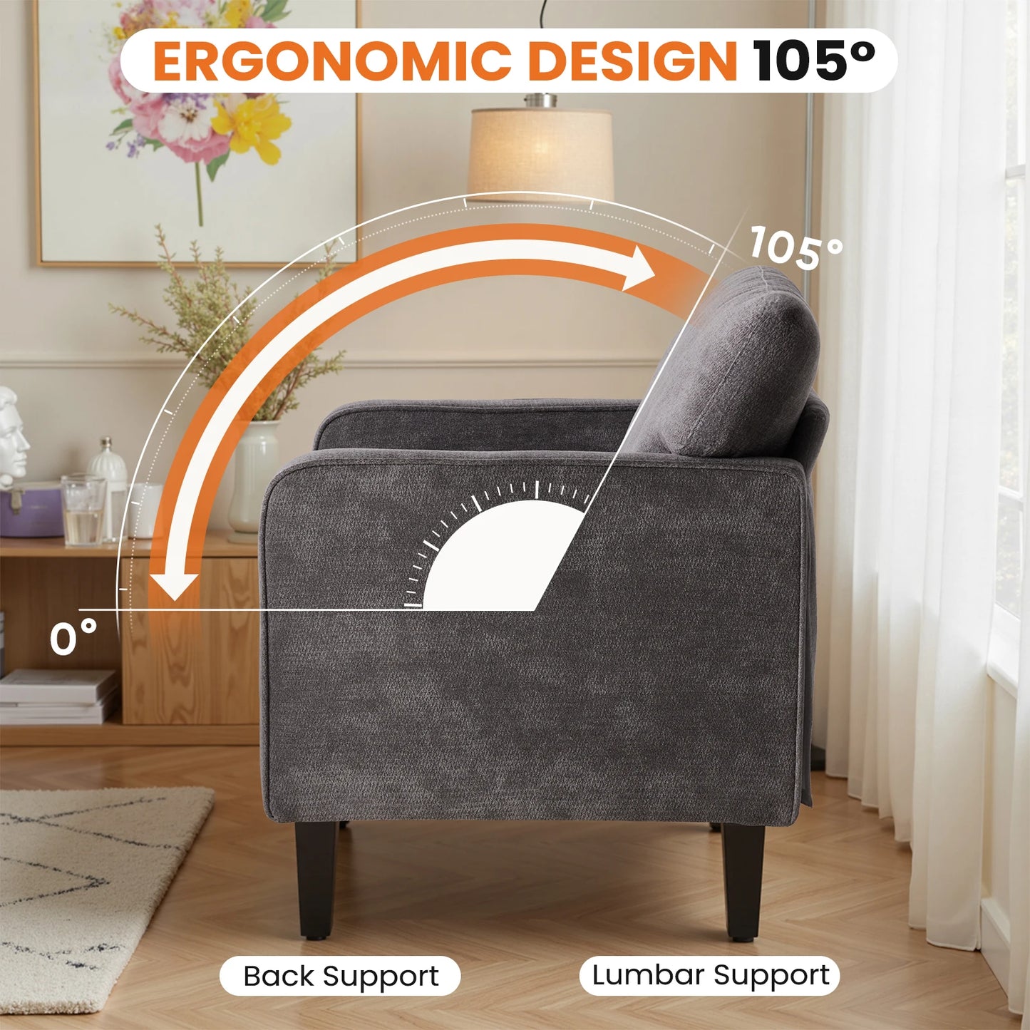 MCQ Ergonomic Office Chair With Thickened Armrest And Lumbar Support