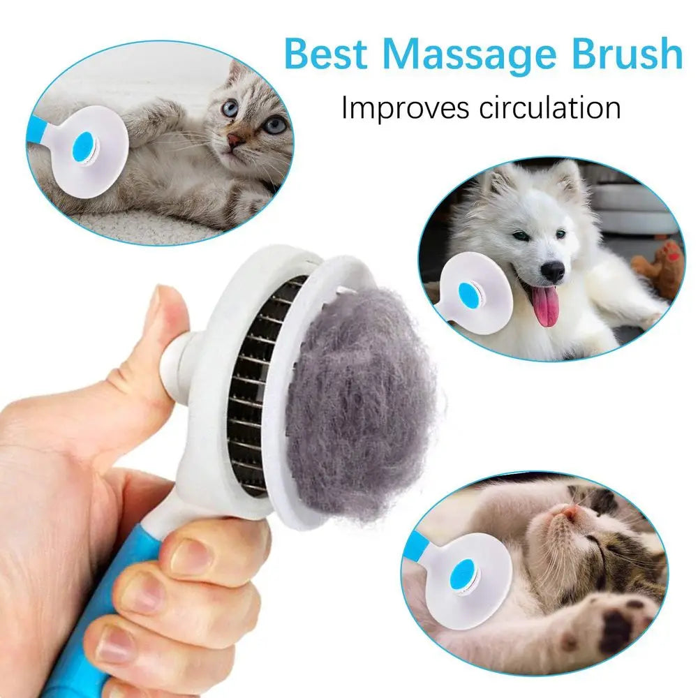 Cleaning Slicker Brush - Cat Skin-friendly Deshedding Grooming Massaging Tool for Long & Short Haired Pets, Easy Removes Underco