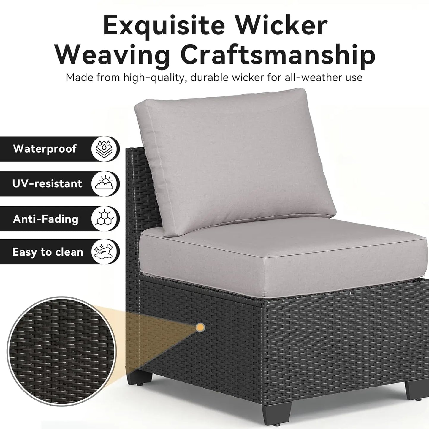 Outdoor Rattan Patio Sectional Set With Integrated Fire Pit Table