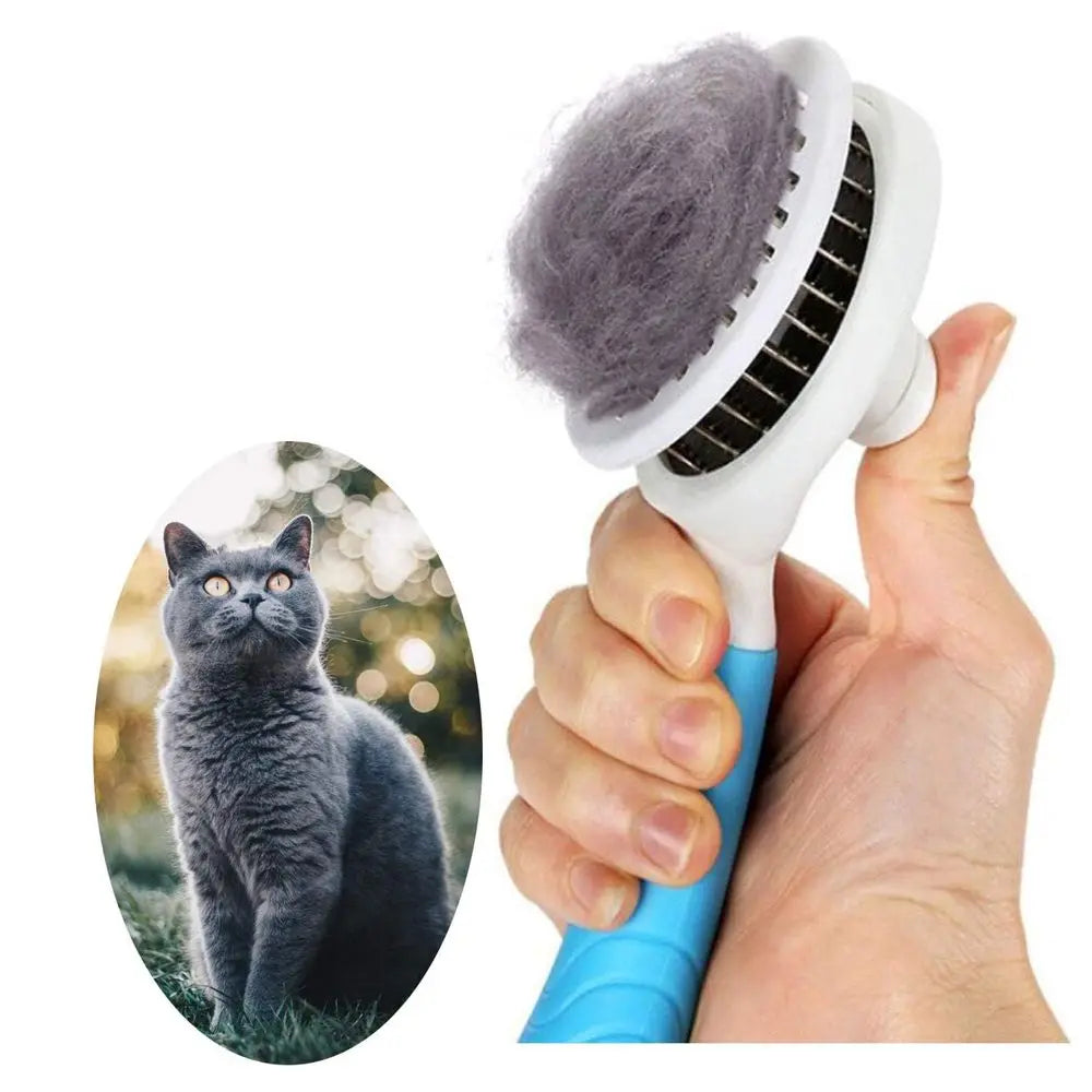 Cleaning Slicker Brush - Cat Skin-friendly Deshedding Grooming Massaging Tool for Long & Short Haired Pets, Easy Removes Underco