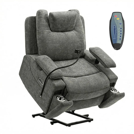 Oversized Recliner Power Lift Chair for Elderly Big Tall, Zero-Gravity Dual Motor Power Recliner Sofa, 350lbs Heavy, Customized
