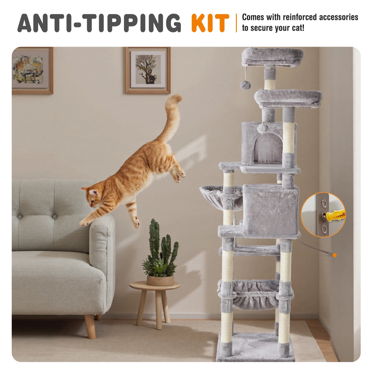 JHK Multi-Level Cat Tree With Scratching Posts And Pet House