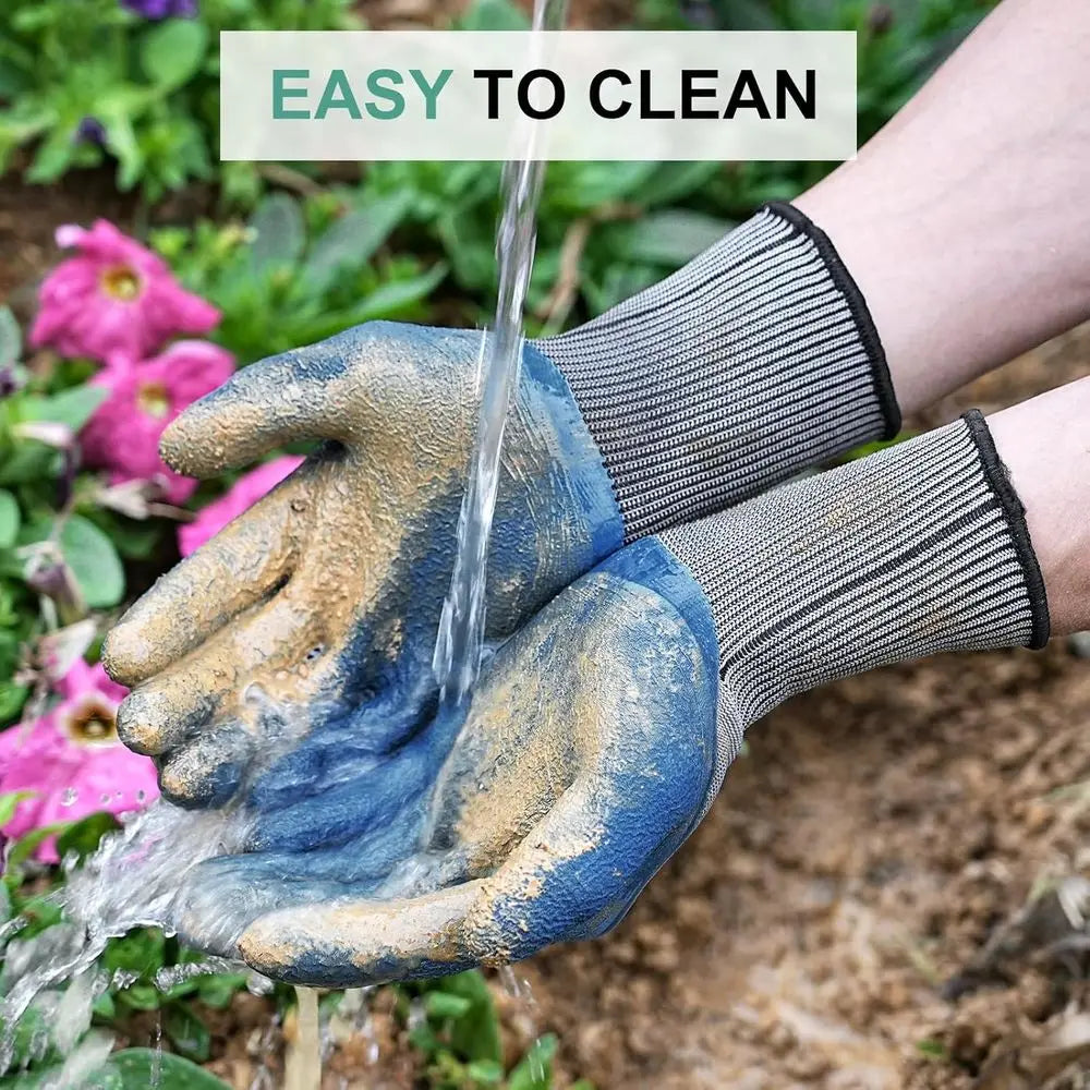 6 Pairs Latex Gardening Gloves with Grip, Protective Work Gloves for Lawn Yard