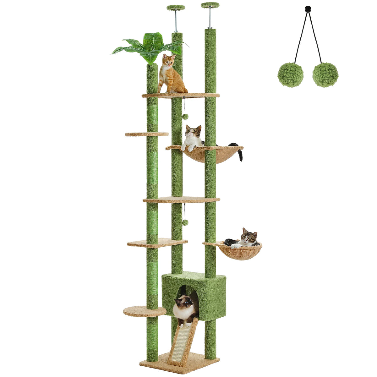 PETEPELA Cactus Cat Tree With Condo Hammock And Scratching Post