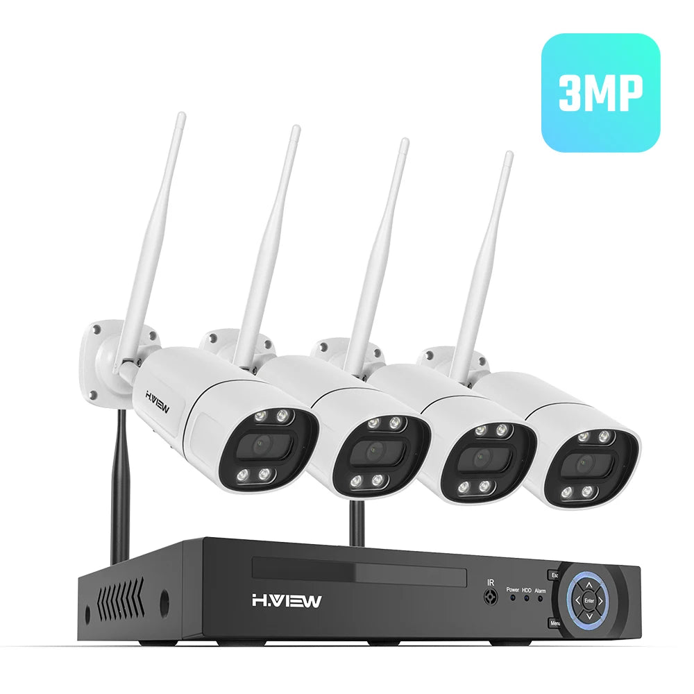 H.VIEW 8 Channel Wireless Security System With 3MP 5MP Cameras