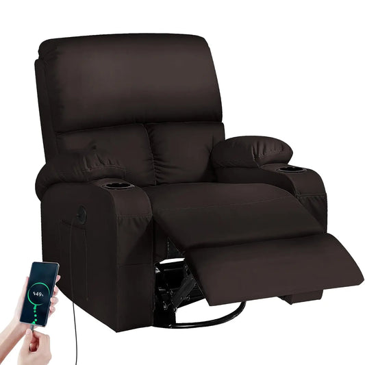 Massage Rocker Recliner Chair with Vibration And Heat USB & Type-C Ports 360° Customizable Rocking Recliner Chair