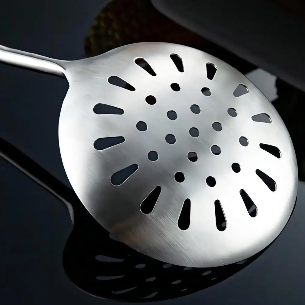 Strainer Skimmer Ladle, Slotted Spoons, Kitchen Utensils Durable 304 Stainless Steel Skimmers Pasta Strainer Spoon with Wooden H
