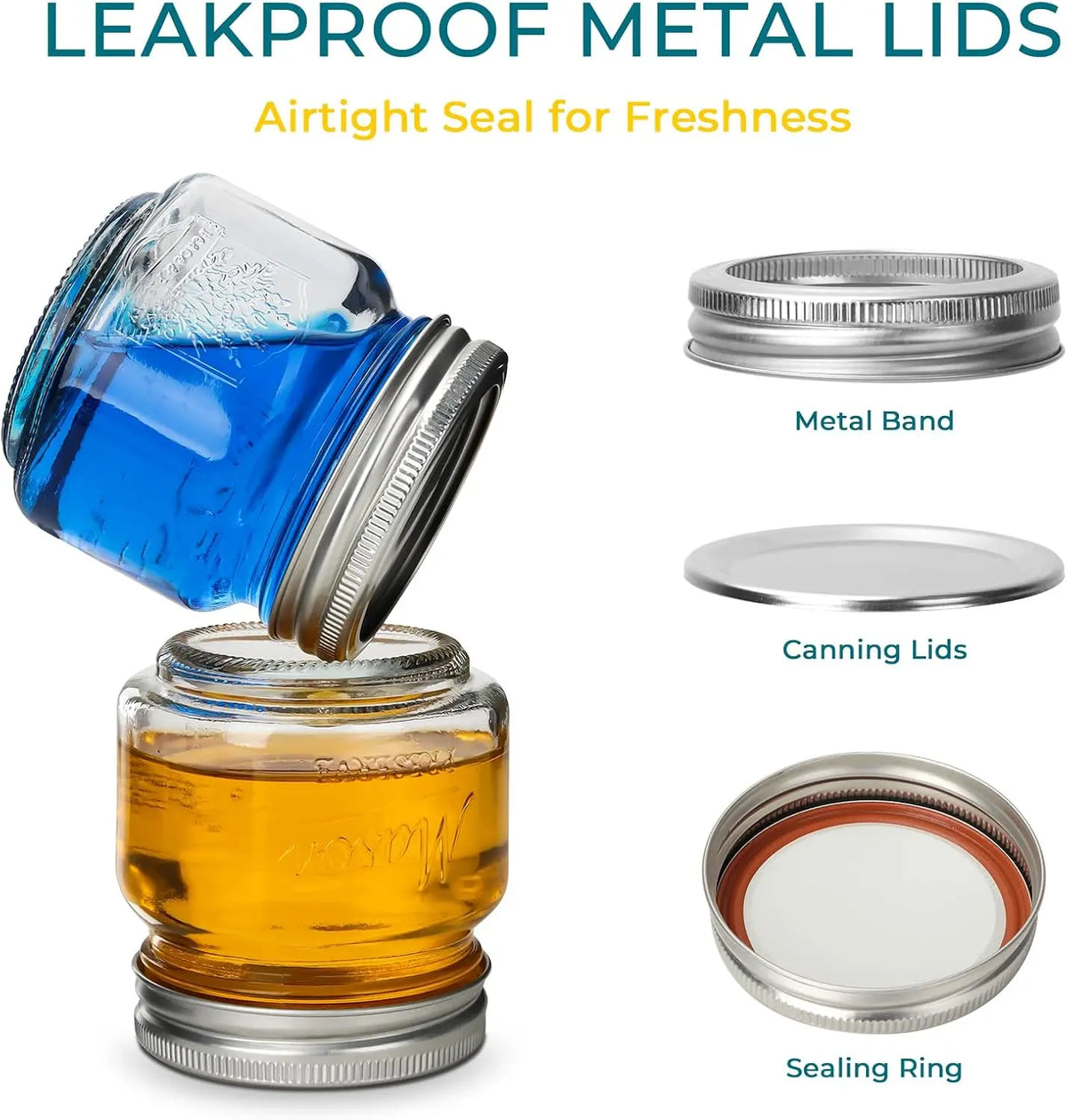 Reusable Embossed Glass Mason Canning Jars With Split Lids