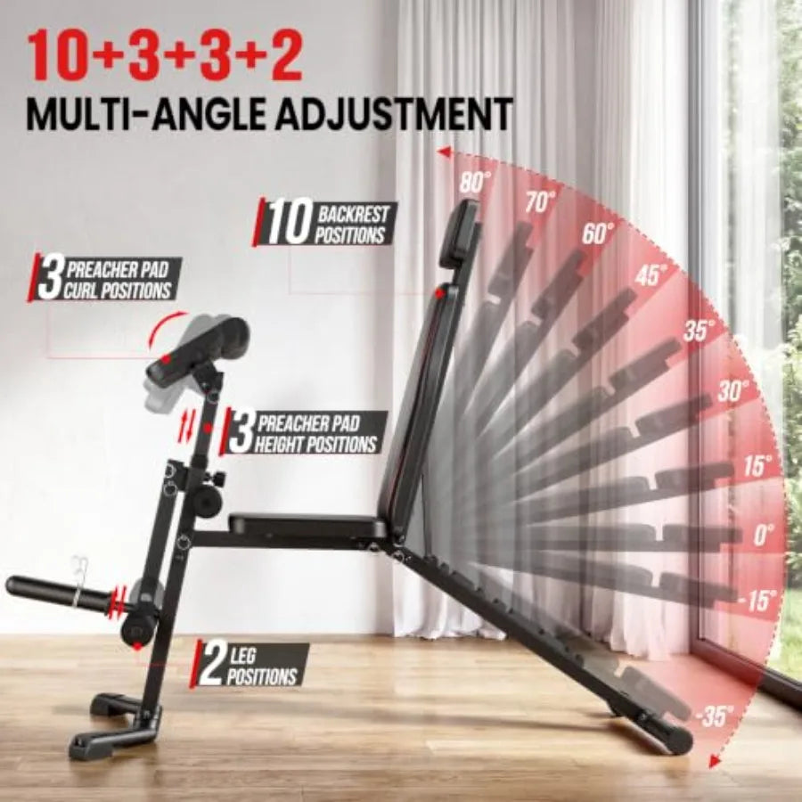 Adjustable Weight Bench With Leg Extension And Preacher Curl Pad