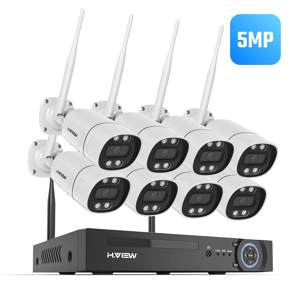 H.VIEW 8 Channel Wireless Security System With 3MP 5MP Cameras