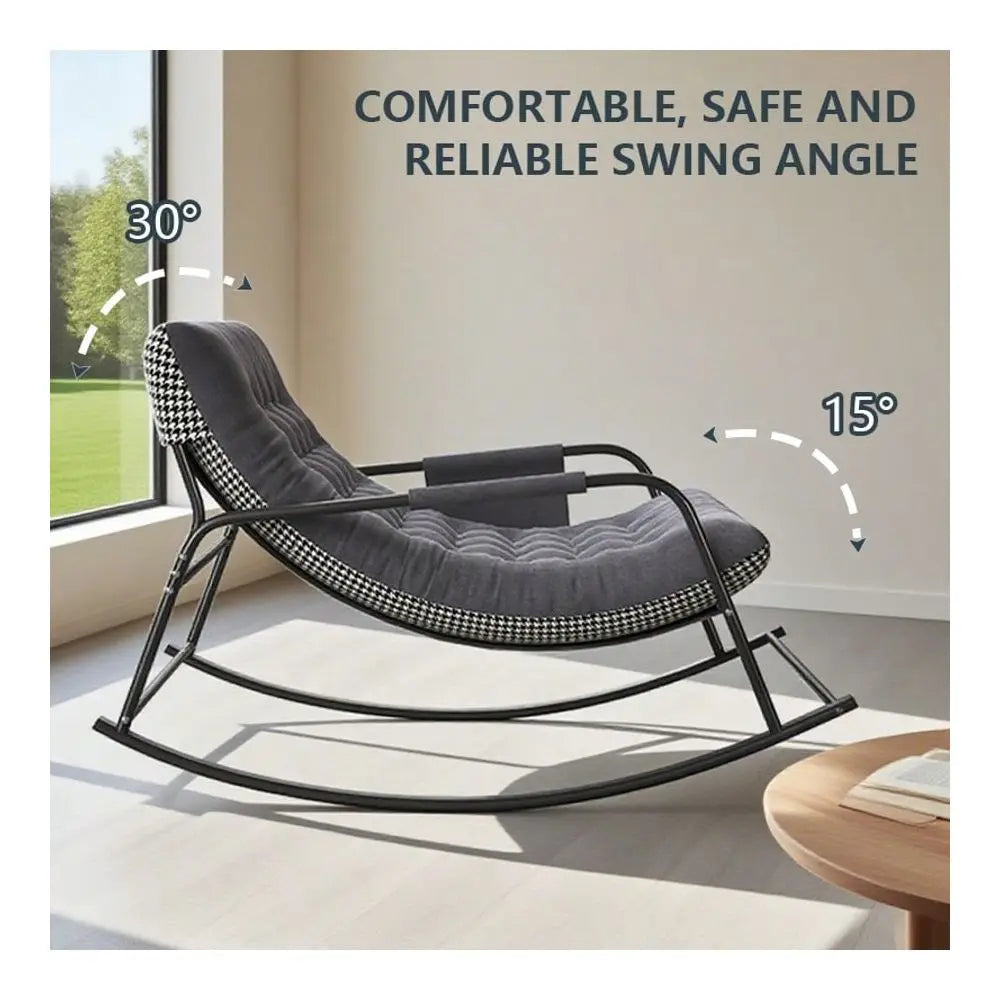 Oversized Double Rocking Chair With Cushions, Modern Patio Rocker With Armrests, Indoor Outdoor Lounge Rocker Chair For Porch,