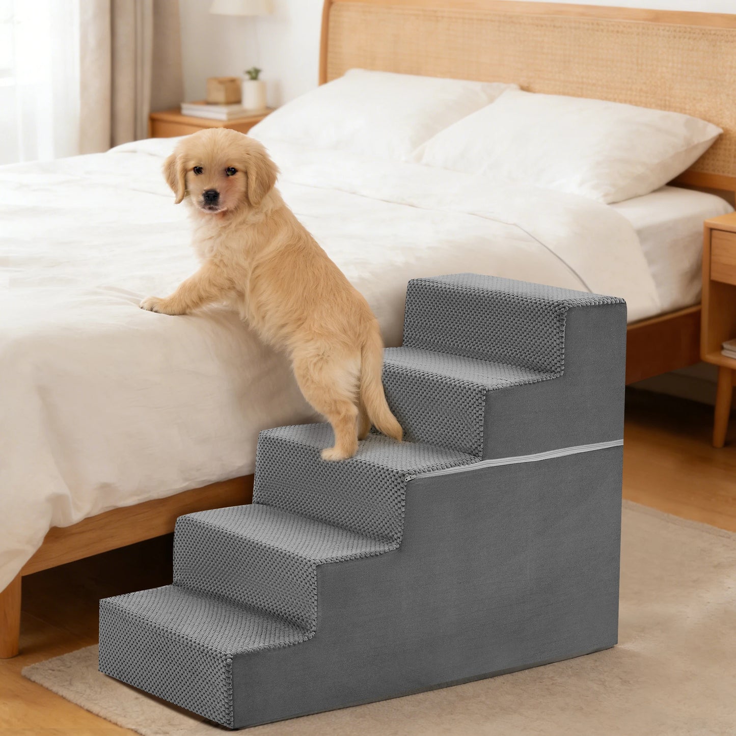 Foam Dog Stairs 3-5 Step Angled Ramp For Small Dogs