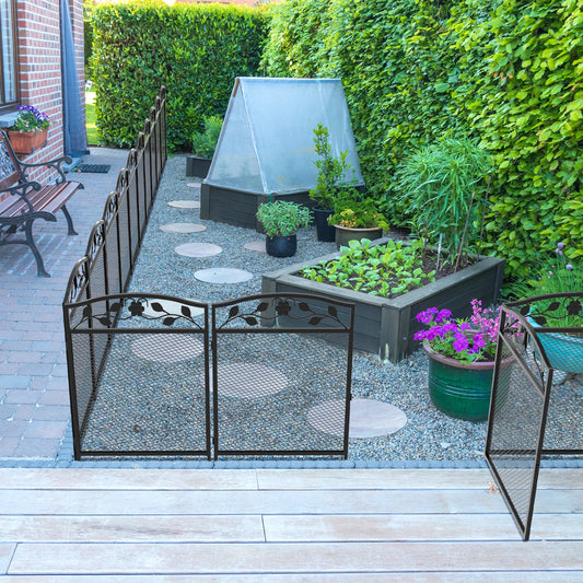 Decorative Iron Garden Fence Panels Lawn Border Outdoor Barrier