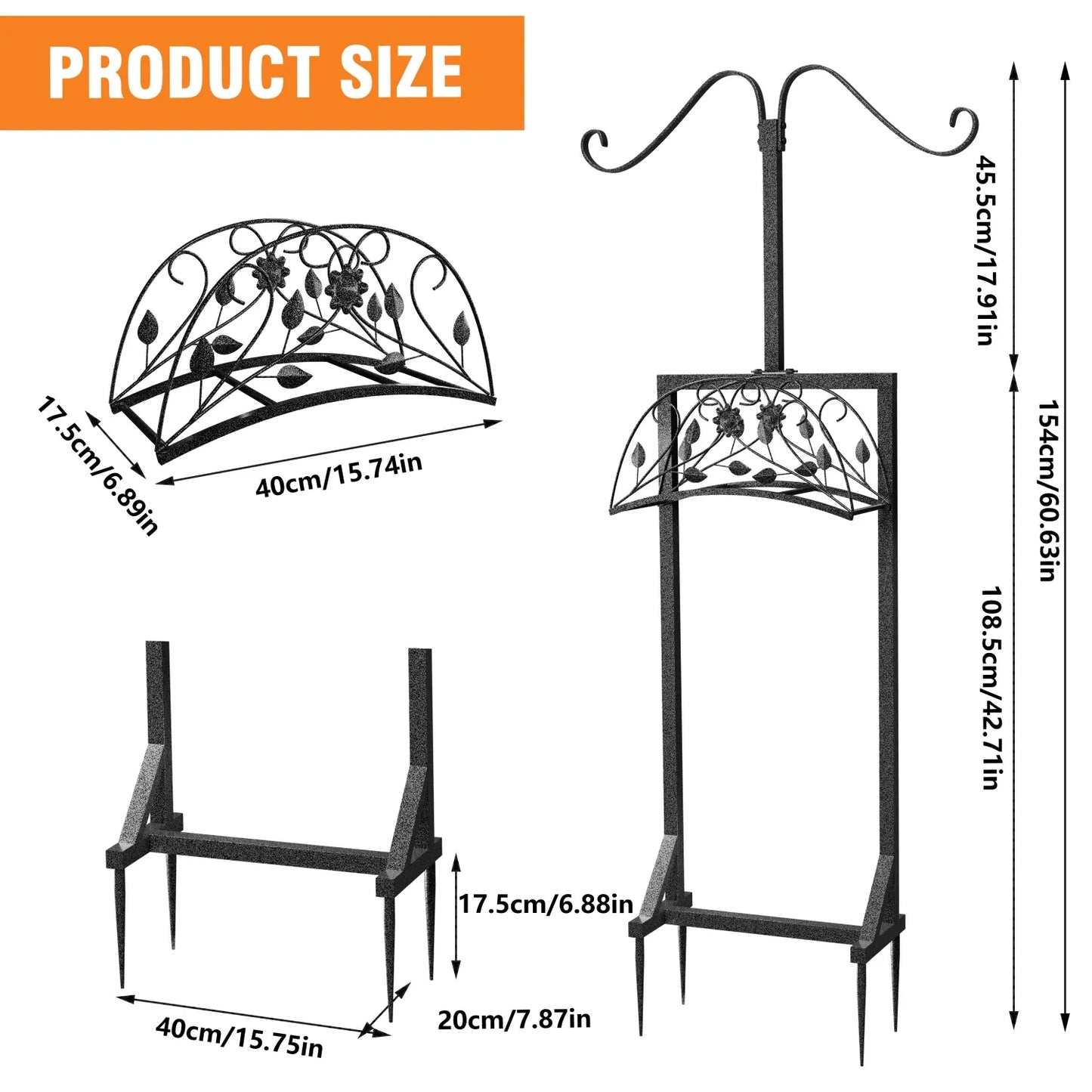 Freestanding Garden Hose Holder With 4 Spikes And 2 Hooks