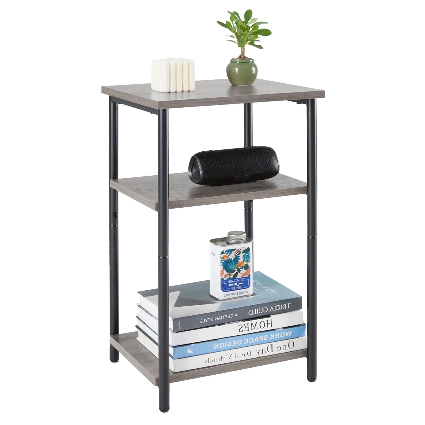 JHK 2 Tier End Table With Adjustable Feet For Living