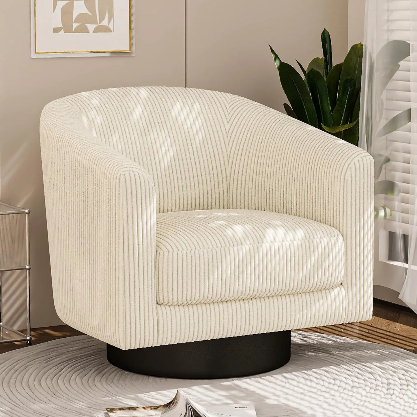 Modern Corduroy Swivel Accent Chair For Living Room Decor