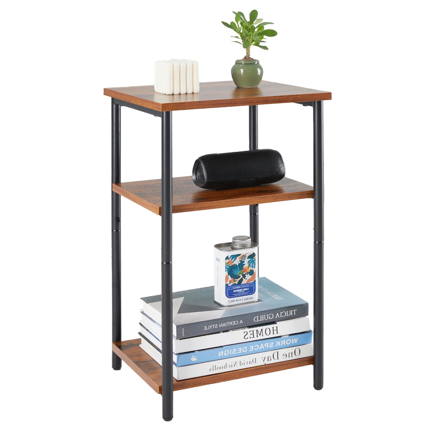 JHK 2 Tier End Table With Adjustable Feet For Living