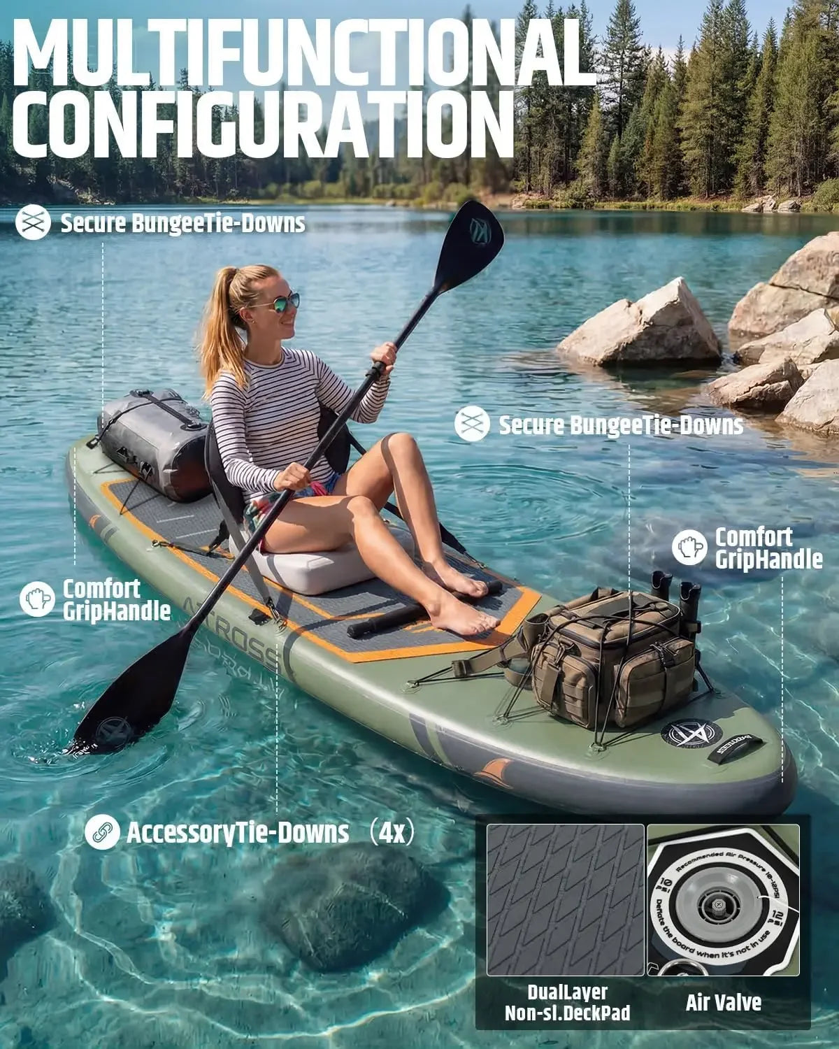 Inflatable Paddle Board With Accessories Kit And Backpack For Adults