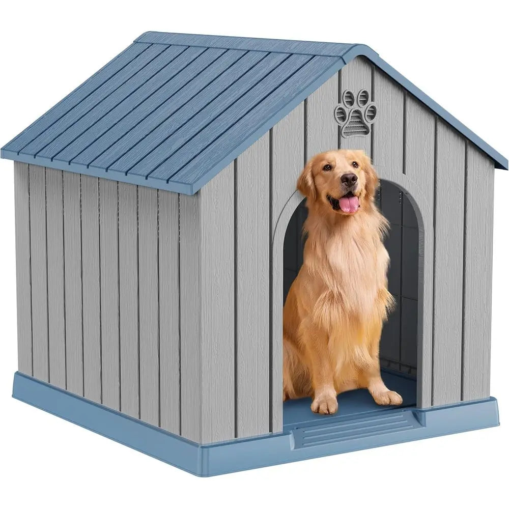 Large Dog House Indoor Outdoor Waterproo,Puppy Shelter with Air Vents and Elevated loor,Sturdy Dog Kennel or Small to Large Size