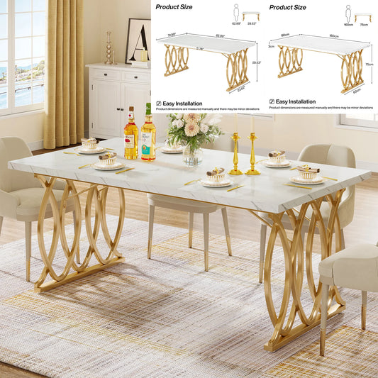Tribesigns Dining Table With Faux Marble Top 4 To 6