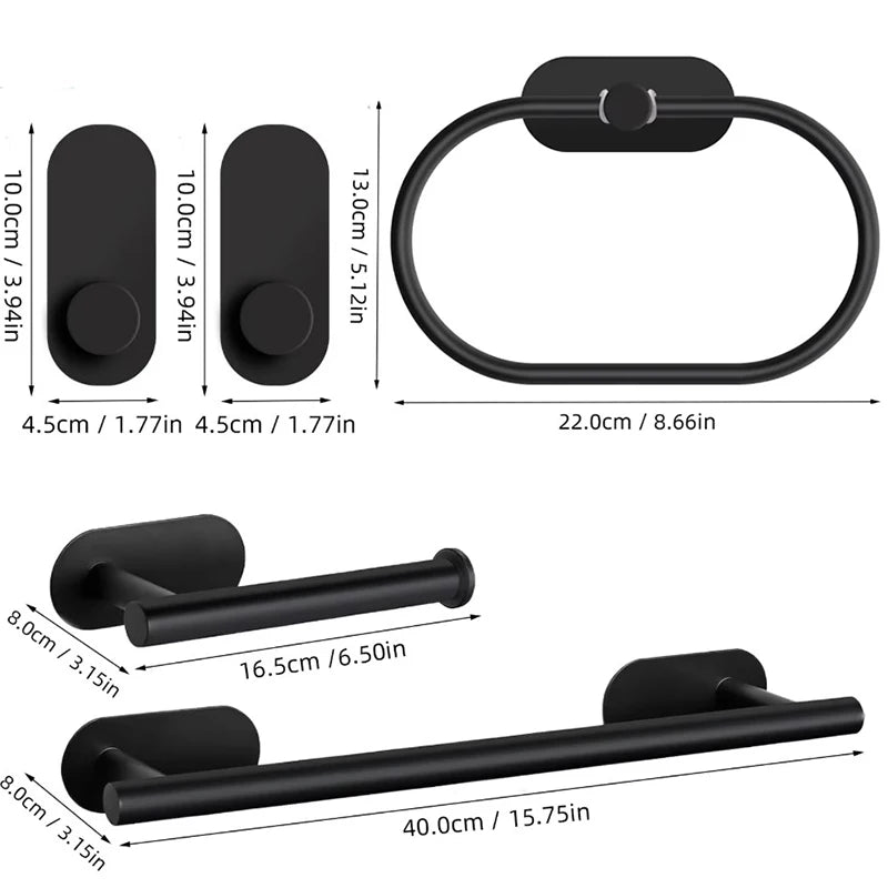 Stainless Steel Bathroom Hardware Set With Towel Bar And Ring