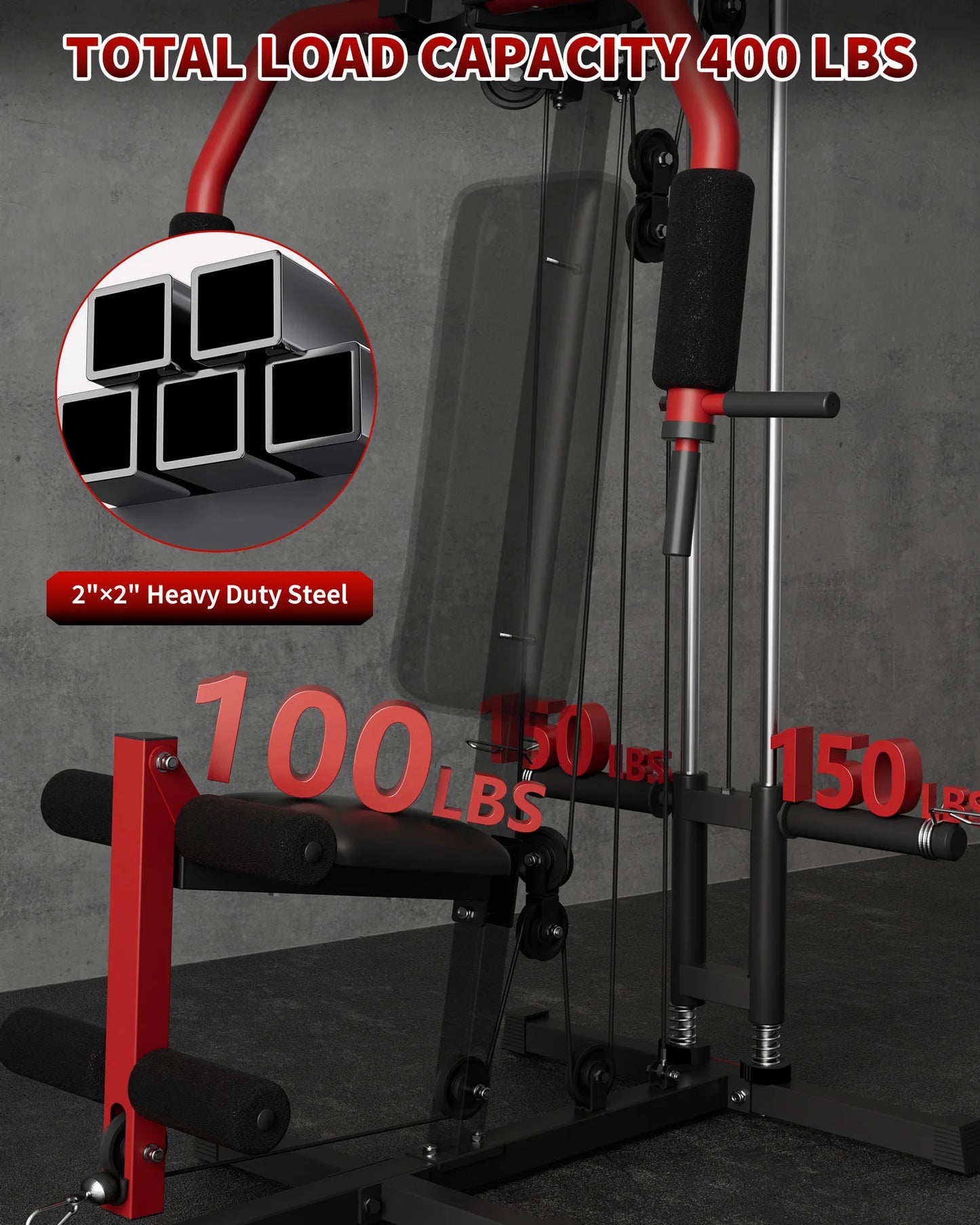 HiMiss 5In1 Home Gym Lat Pulldown Chest Press Seated Row