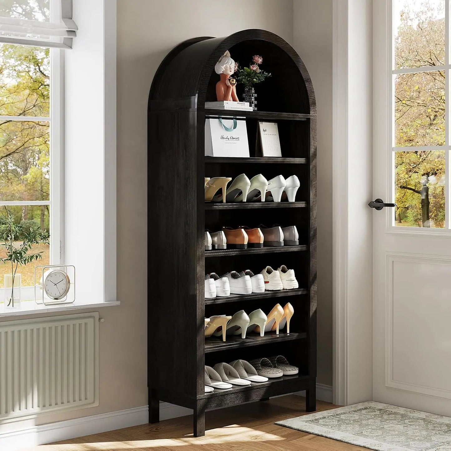Studyset Arched Book Shelf 7 Tier Freestanding Farmhouse Style