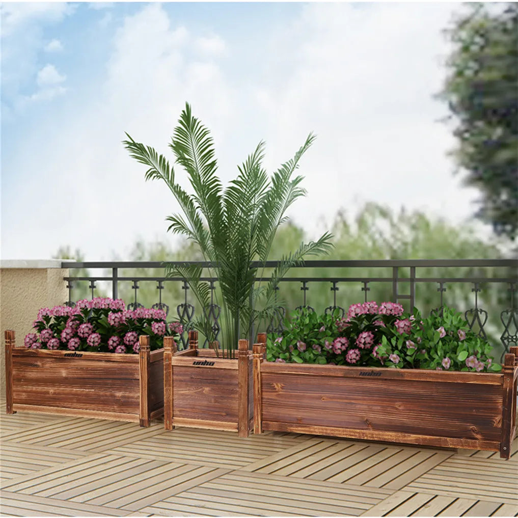 Wooden Raised Garden Bed Planter For Indoor Outdoor Vegetables Herbs