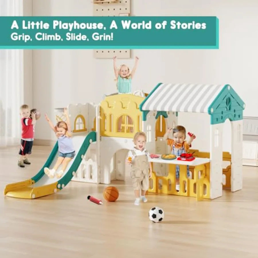 Wooden 10-in-1 Outdoor Toddler Playset With Slide And Climber