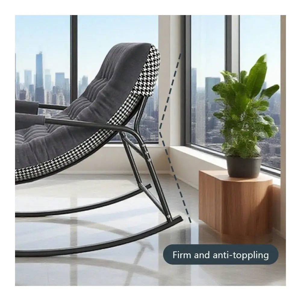 Oversized Double Rocking Chair With Cushions, Modern Patio Rocker With Armrests, Indoor Outdoor Lounge Rocker Chair For Porch,