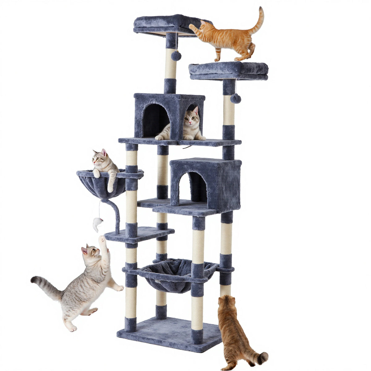 JHK Multi-Level Cat Tree With Scratching Posts And Pet House