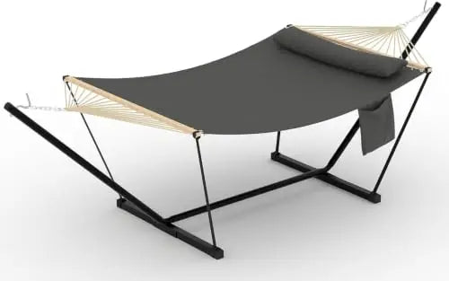 2-Person Hammock with Steel Stand, Portable & Foldable, 12FT, 450LBS | Adjustable steel frame, anti-tip stable design