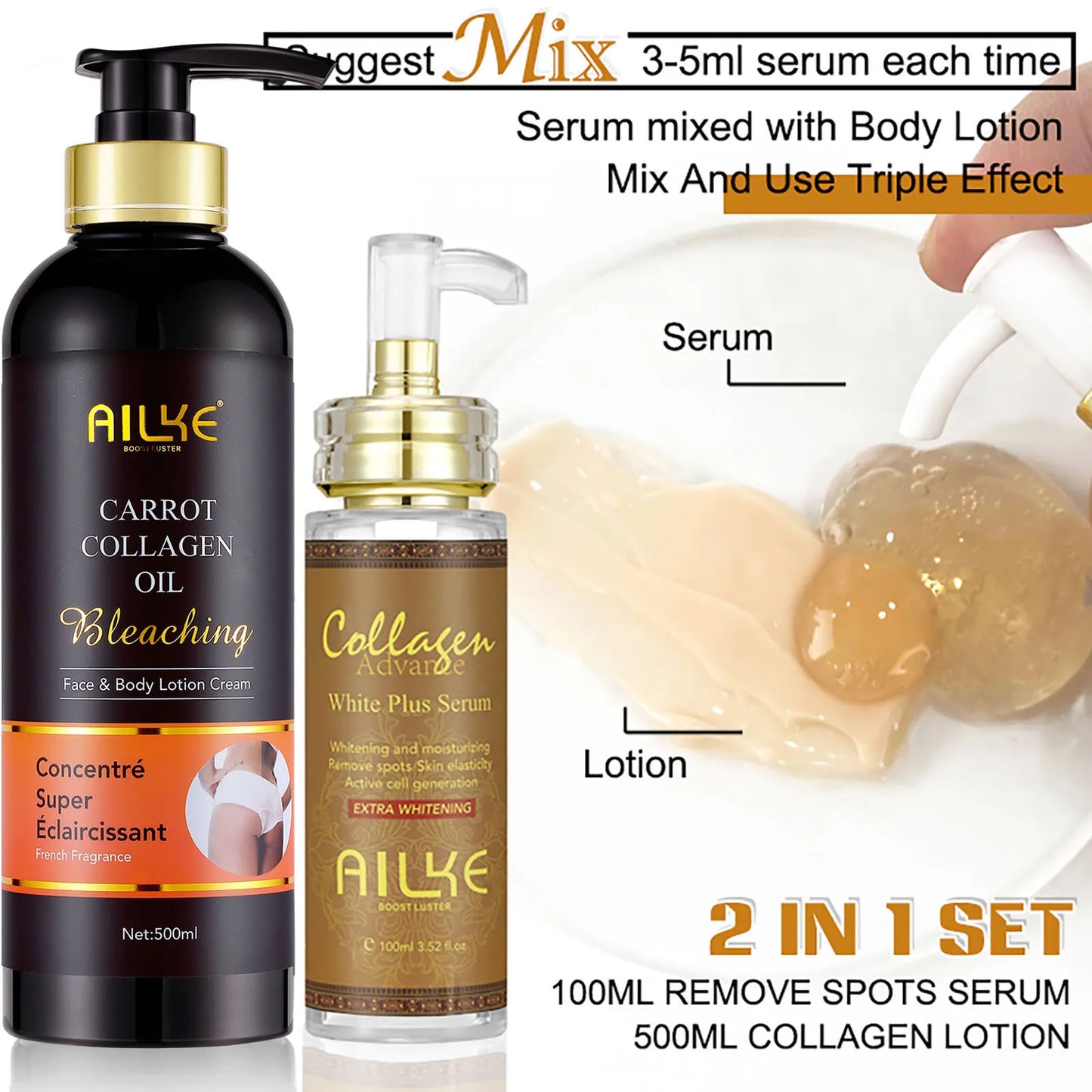 Ailke Whitening Skin Care Kit With Collagen And Natural Carotene