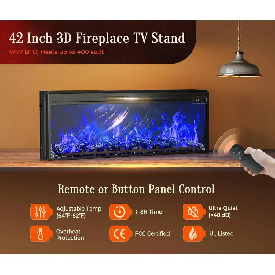 70 Fireplace TV Stand with 42 Electric Fireplace, Farmhouse TV Stand for 65 75 Inch TV, Entertainment Center TV Console with 3