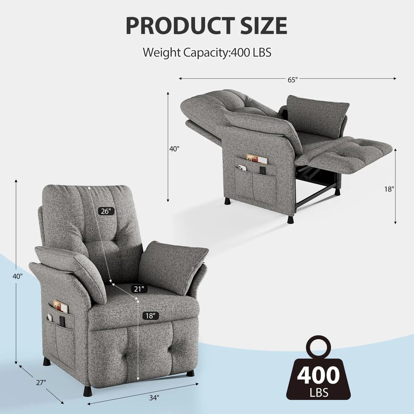 Power Recliner Chair For Adults With Heat And Massage