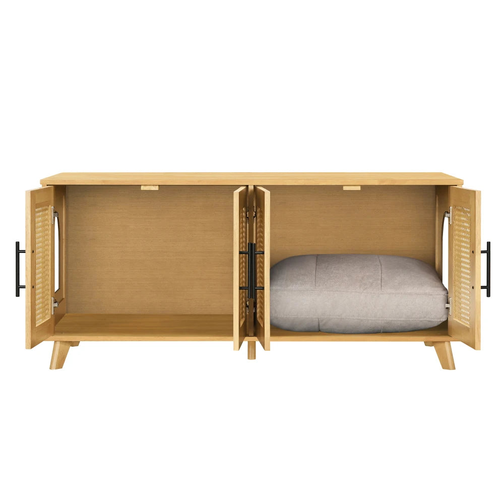Myra Indoor Premium Rubber Wood Cat Cabinet with Plush Cushion – Stylish Hidden Pet Furniture for Modern Living Spaces Products