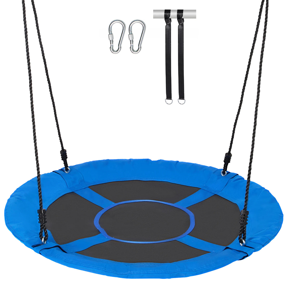 SucceBuy Tree Swing, 40In Saucer Swing 750lbs Capacity 900D Oxford Fabric Swing Seat with 2 Hanging Straps for Kids Outdoor Blue